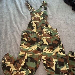Forever 21 Men's Camouflage Overalls in Green and Brown